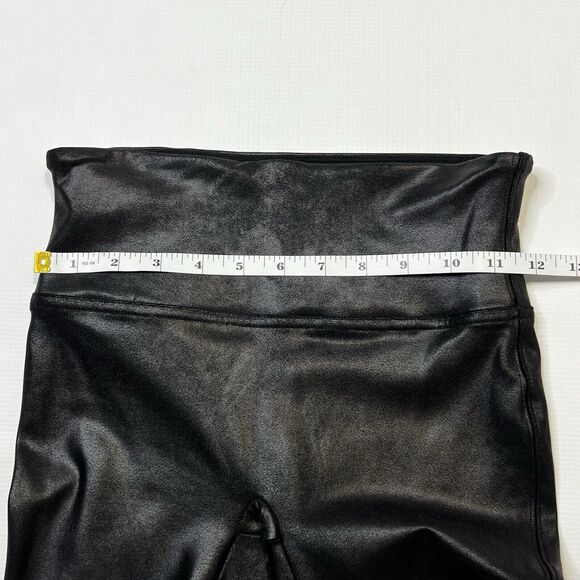 SPANX Faux Leather Leggings Women's Black Shiny Coated Shaping Pants Small - Picture 8 of 10